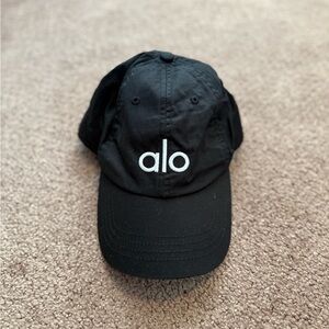 ALO Yoga Black Cap with White Logo